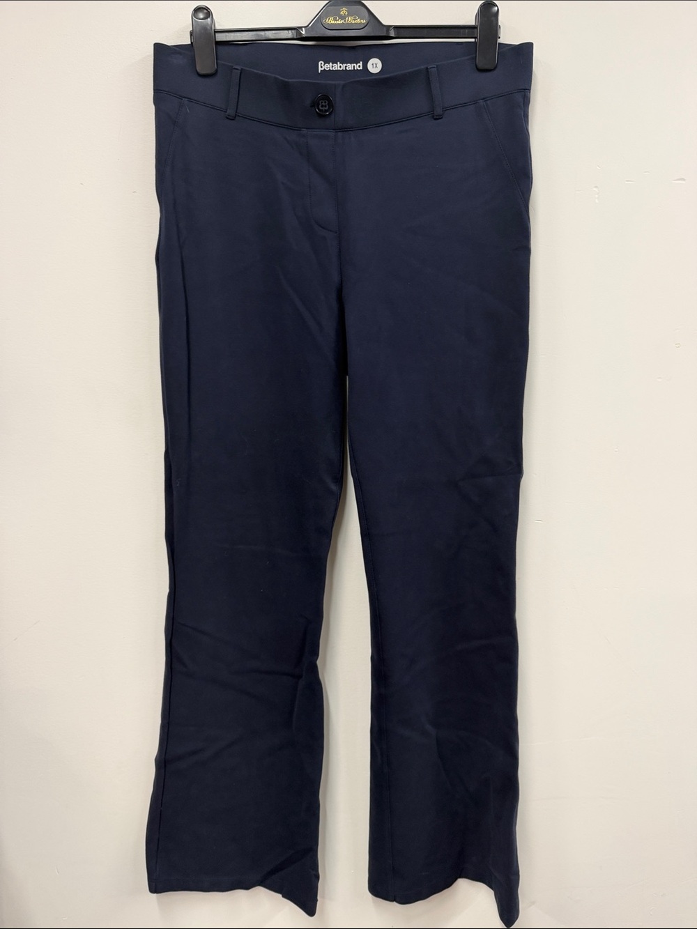 Betabrand Navy Straight-Leg Stretch Pants 1X
